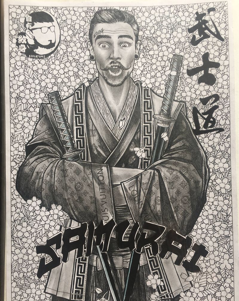 自有纹身原创手稿 —武士道纹身图片_背部纹身图案
