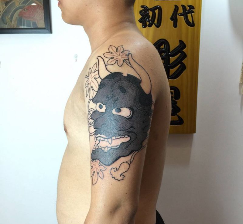 般若（未完成）纹身图片_成品肩部手臂传统鬼神原创纹身图案