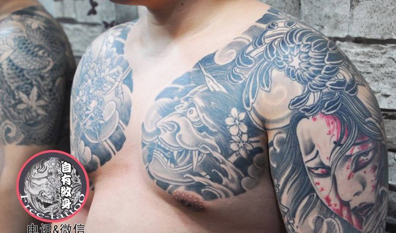 日式半甲纹身图片