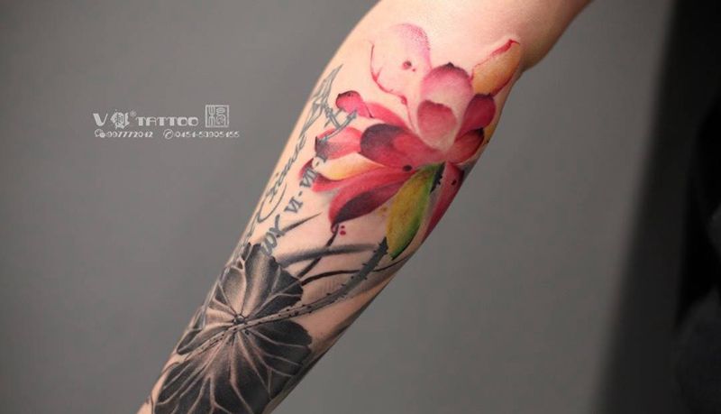 水墨印花纹身图片_手臂水墨水彩小臂水墨纹身图案