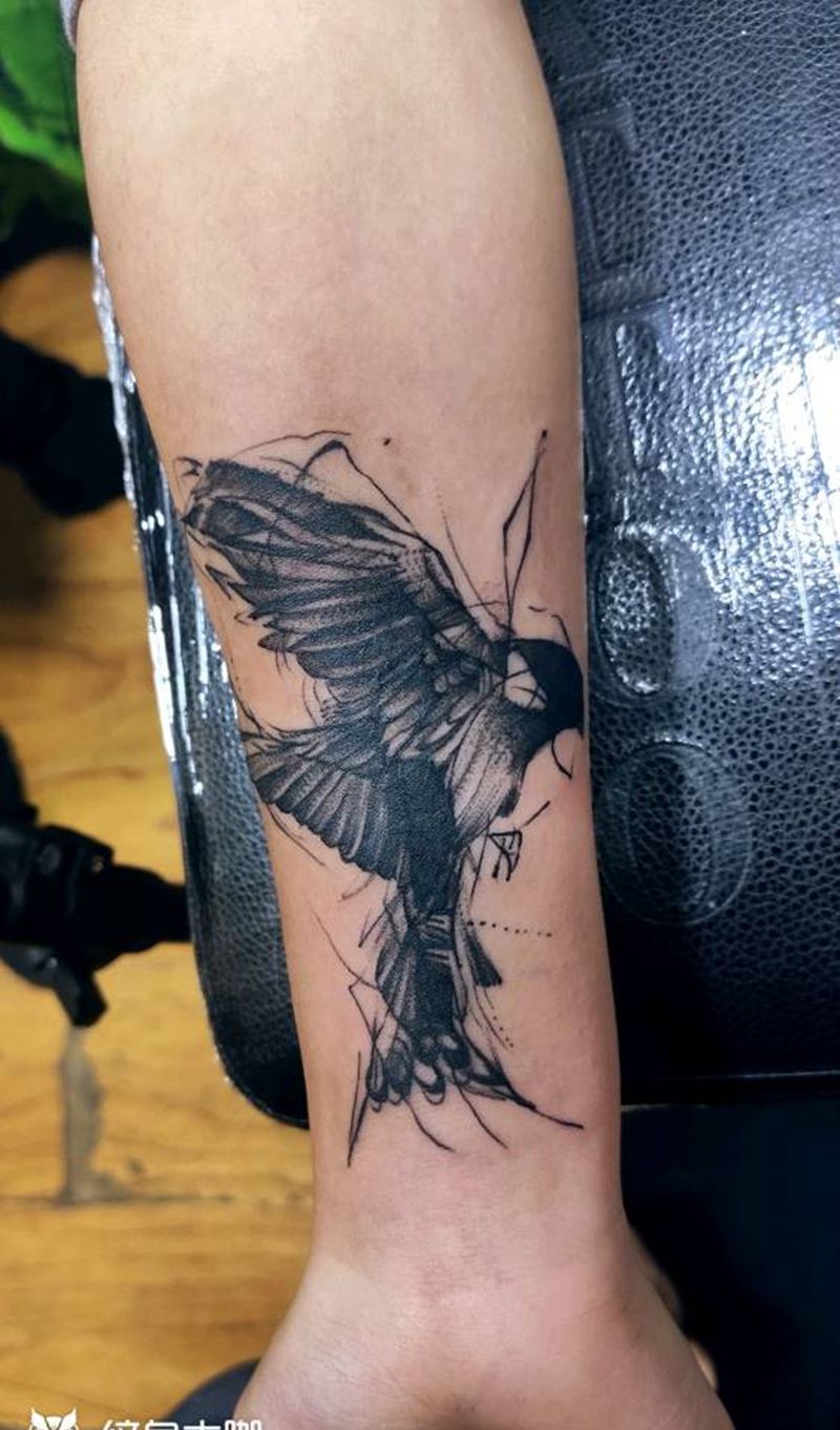 覆盖 水墨纹身图片_手臂水墨纹身图案