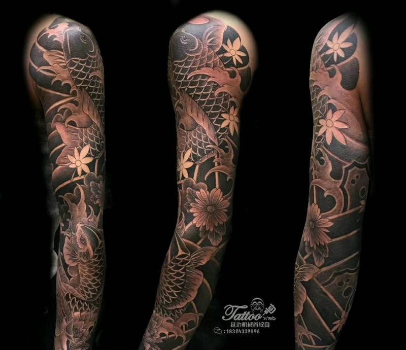 简单的日式花臂，纹身图片