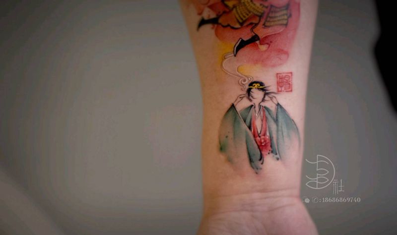一生所爱纹身图片_手臂水墨水彩大话西游一生所爱纹身图案