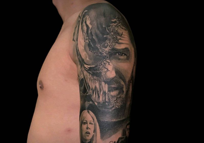 毒液纹身图片_手臂欧美写实纹身图案