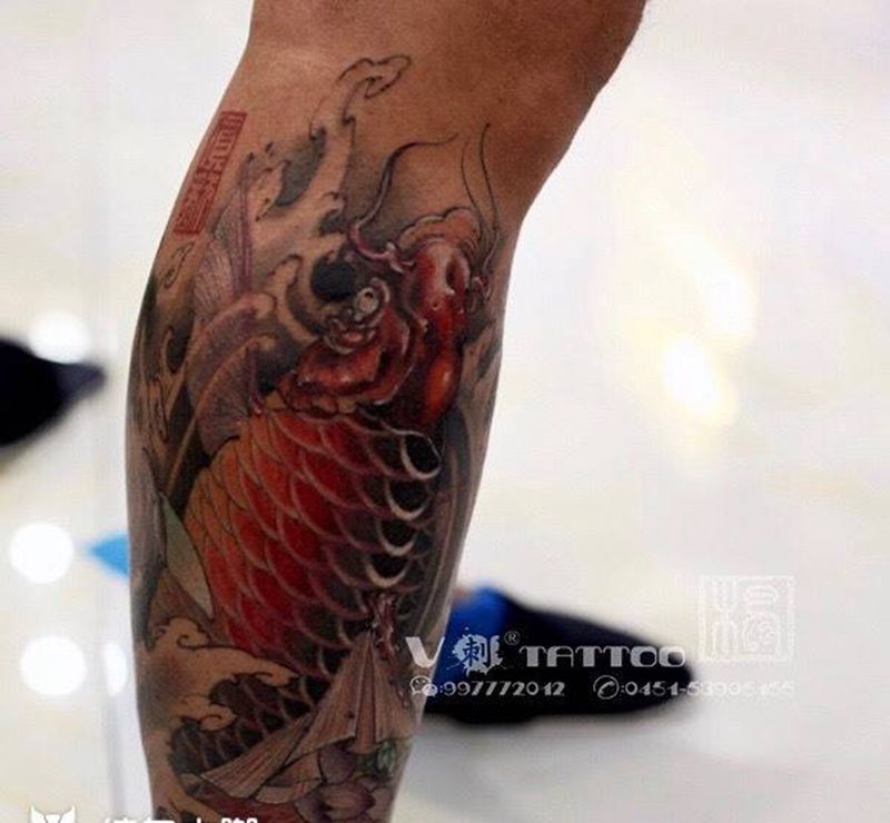 红鲤鱼纹身图片