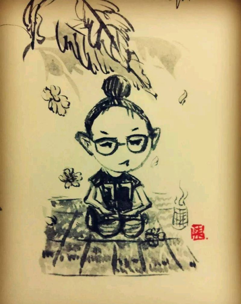 立秋小作纹身图片_习俗清新国画人物原创手稿插画纹身图案