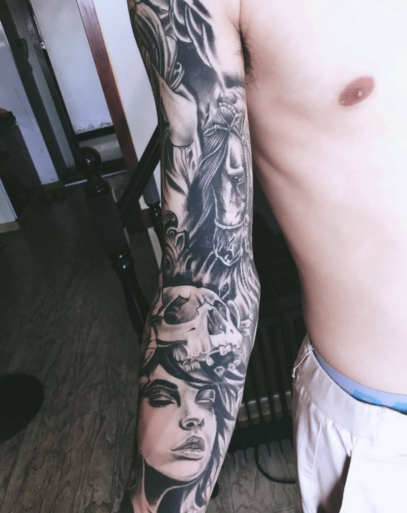 花臂恢复之后纹身图片