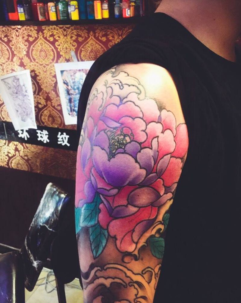 牡丹花纹身图片