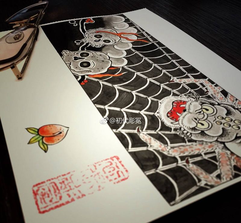 臂环（土蜘蛛）纹身图片_手臂老传统仙鹤纹身图案