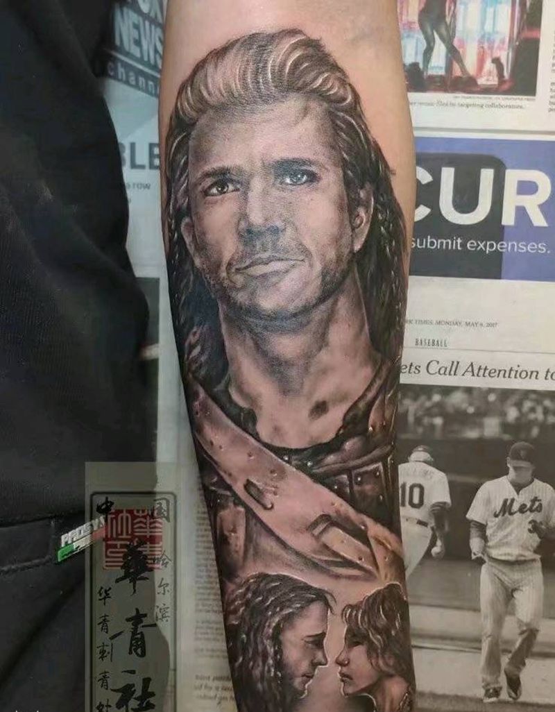 勇敢的心纹身图片_手臂欧美写实纹身图案