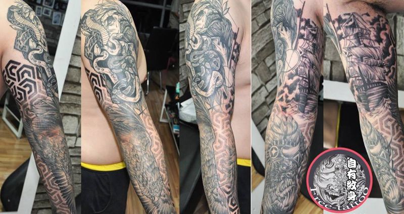 欧美花臂纹身图片