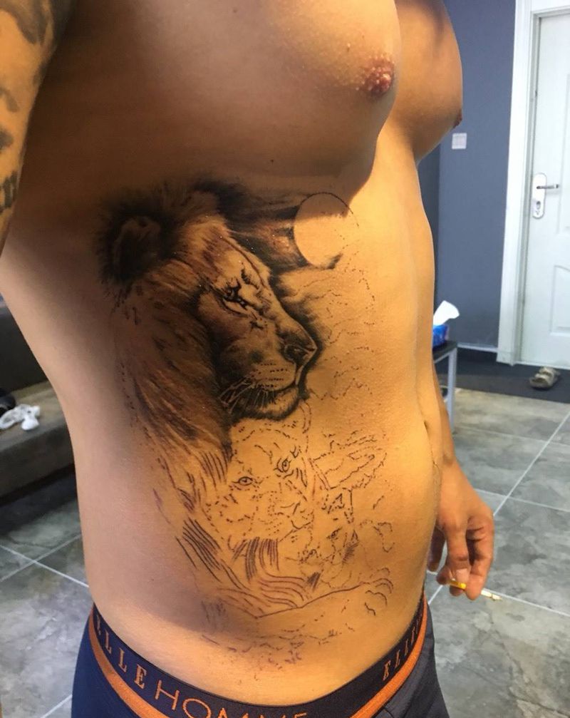 狮子待续纹身图片