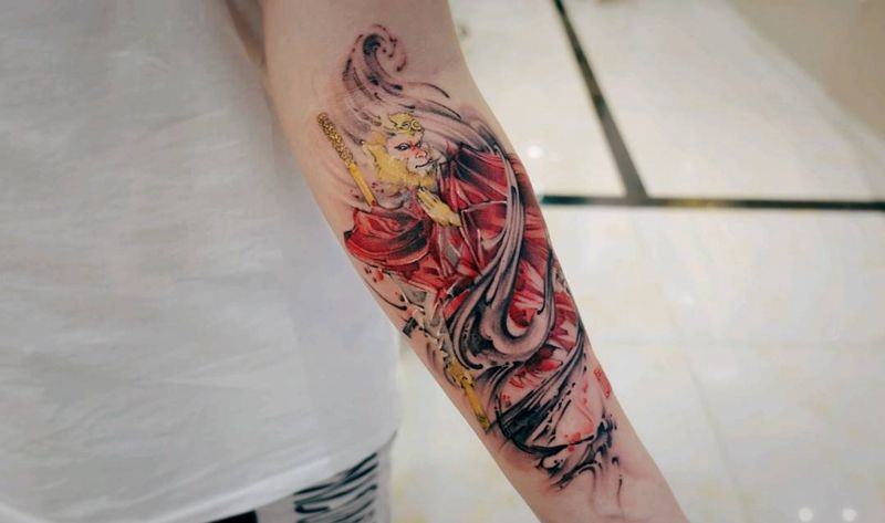 悟空水墨纹身图片