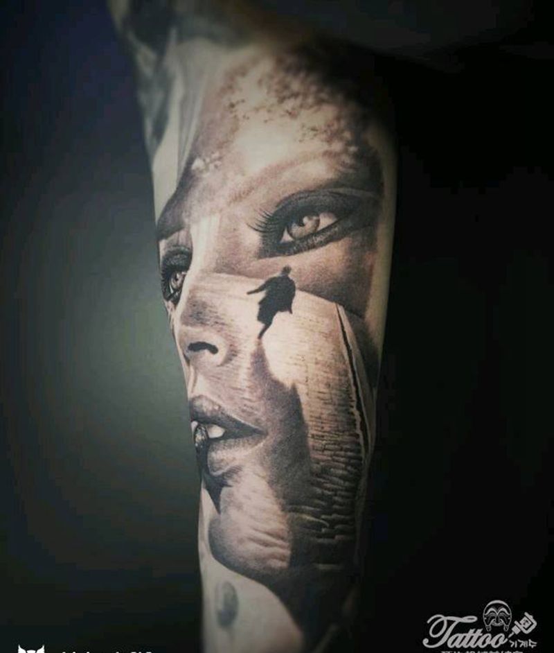 漫漫长路。一步一步来纹身图片_手臂纹身图案