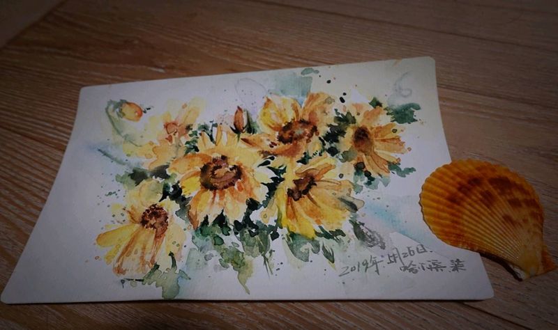 向日葵纹身图片_水彩手绘纹身图案