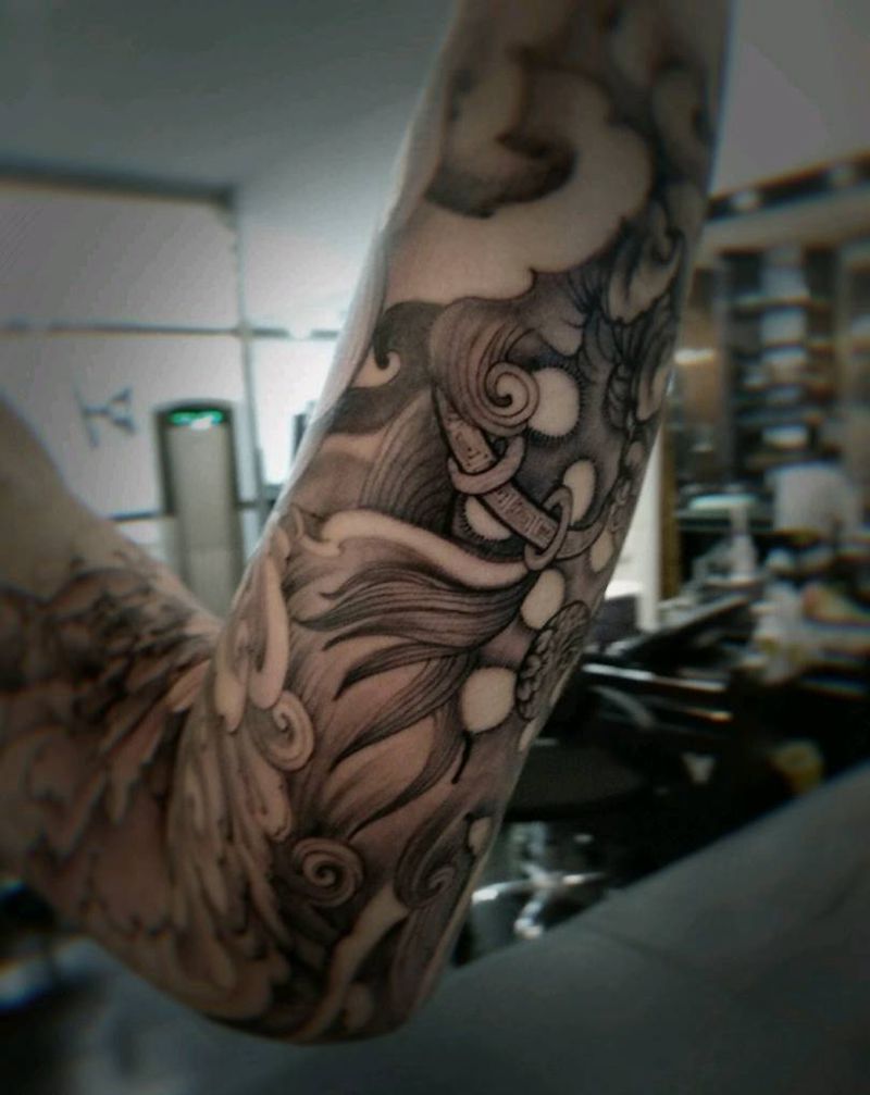 花臂未完纹身图片