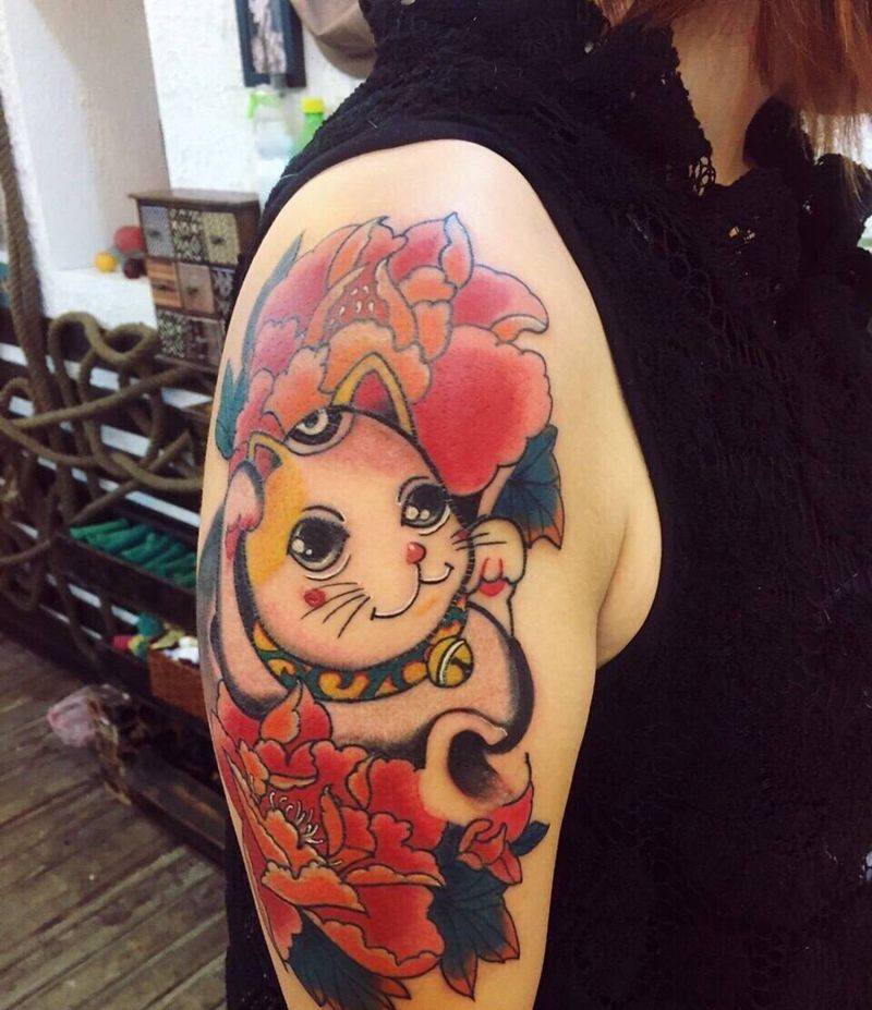 招财猫纹身图片