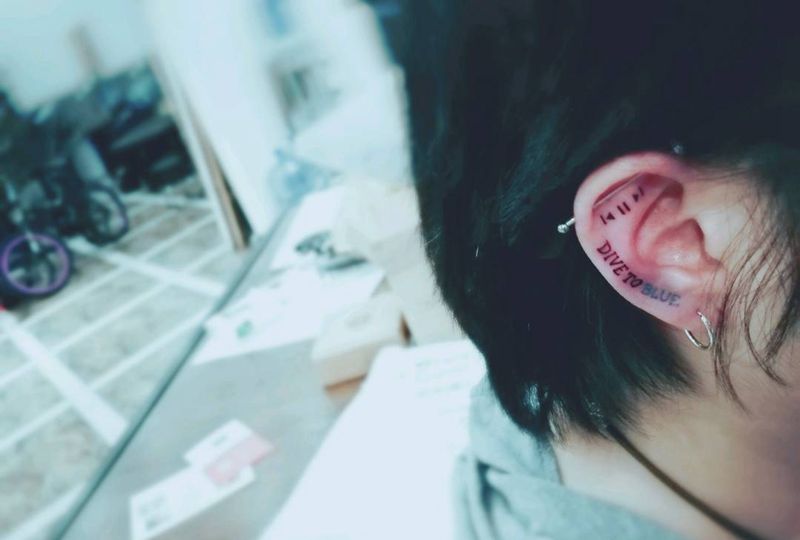 耳中纹身纹身图片_欧美清新字符原创英文成品纹身图案