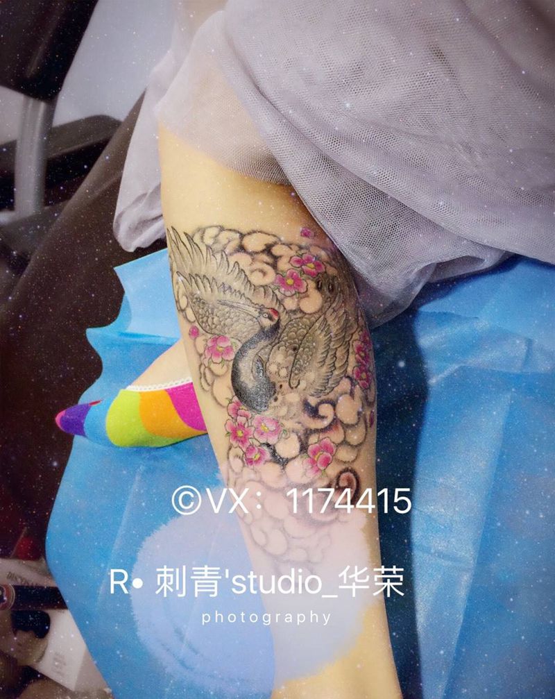 仙鹤纹身图片