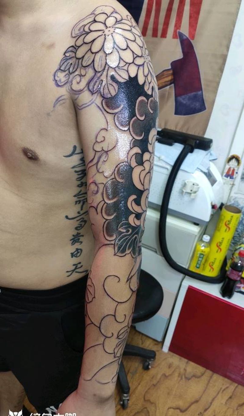 日式花臂纹身图片_老传统纹身图案