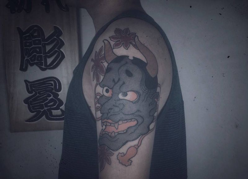 般若纹身图片_成品肩部手臂传统人物鬼神原创纹身图案