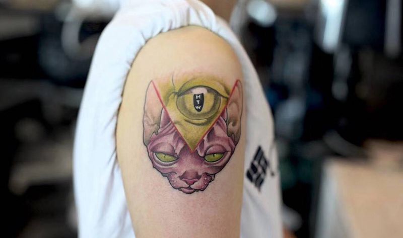 司芬克斯纹身图片_手臂New School纹身图案
