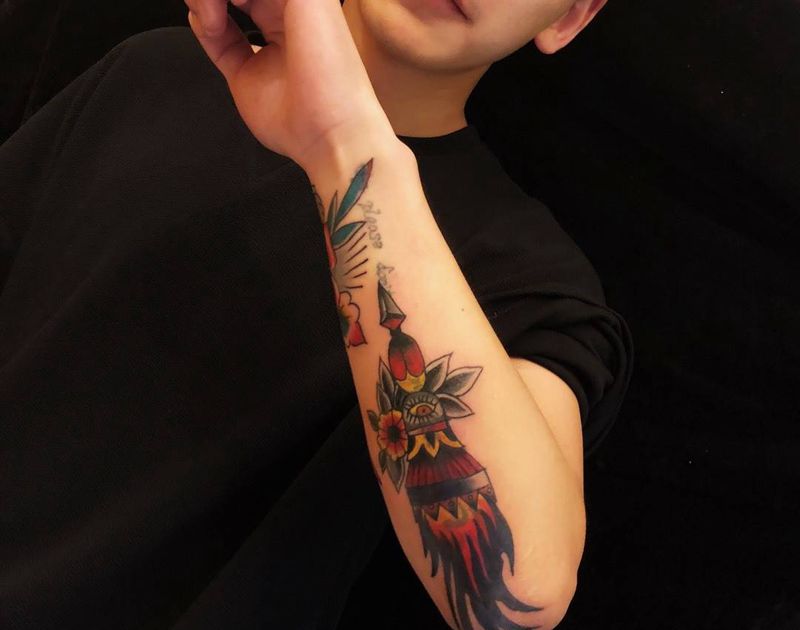 old school遮盖纹身图片_成品手臂欧美静物纹身图案