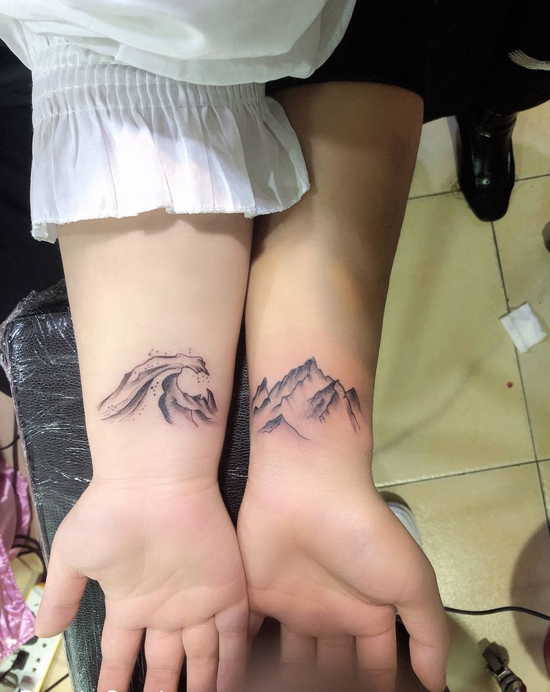 山海纹身图片_手臂新传统纹身图案