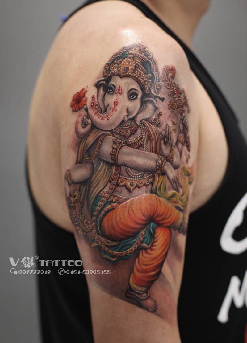 限量新口味丨 富贵甜“橙” 象纹身图片_手臂老传统新传统象神招财象神纹身图案