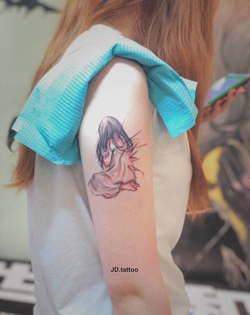 凄凉的死亡纹身图片_手臂插画纹身图案