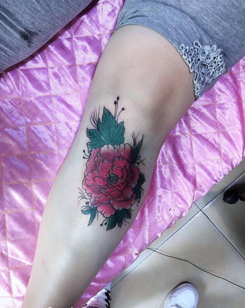 遮盖伤疤纹身图片_腿部水彩纹身图案