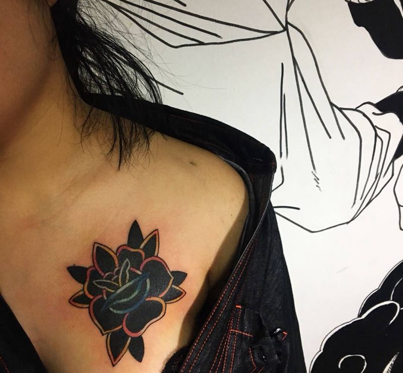 old school玫瑰纹身图片