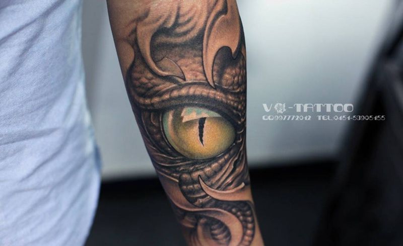 龙目！纹身图片_成品手臂欧美哈尔滨V刺哈尔滨阿V纹身图案