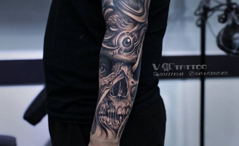 经久不衰的是份心境…纹身图片_成品手臂欧美写实肖像哈尔滨V刺哈尔滨阿V花臂肖像王子纹身图案