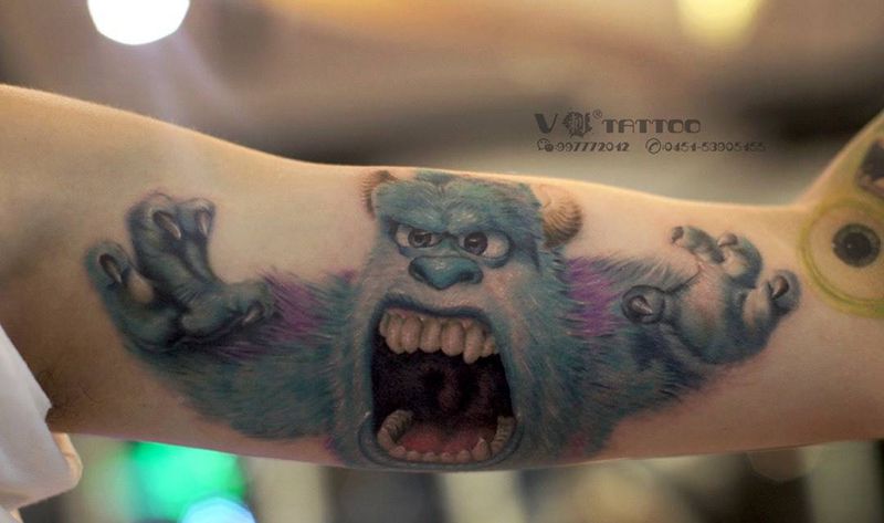 你好 苏利文纹身图片_手臂New School欧美写实怪兽大学卡通阿V作品纹身图案