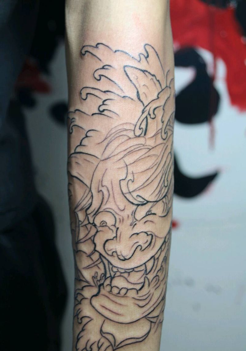 般若纹身图片_手臂传统纹身图案