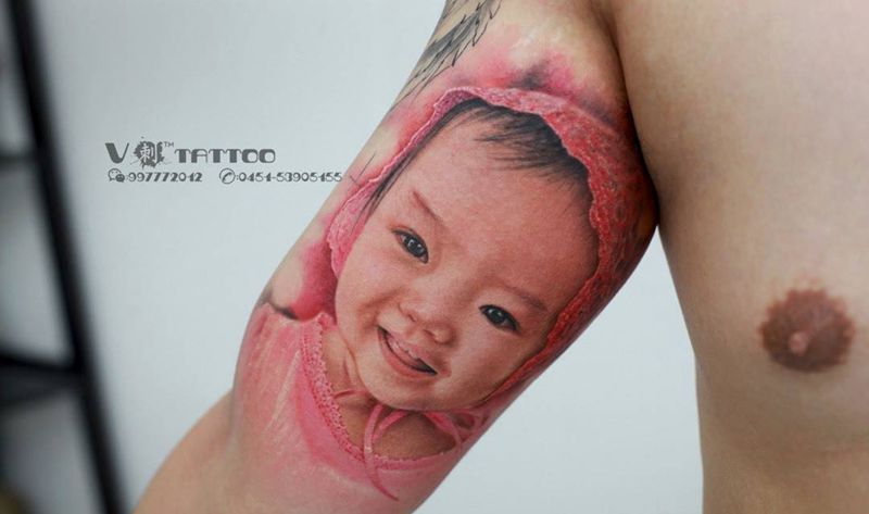 晚安…宝贝！纹身图片_肖像写实人物原创V刺 肖像王子阿V作品写实纹身图案
