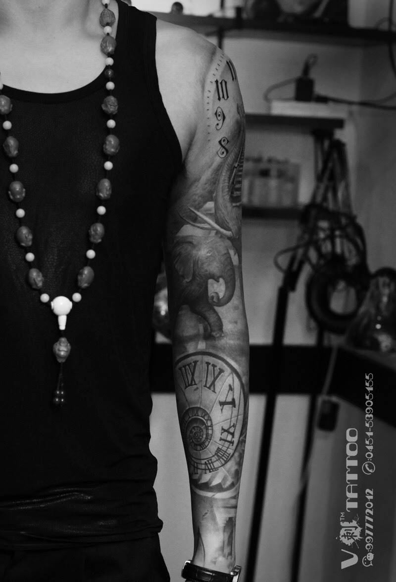 花臂…纹身图片_成品手稿哈尔滨哈尔滨V刺阿V手臂花臂纹身图案