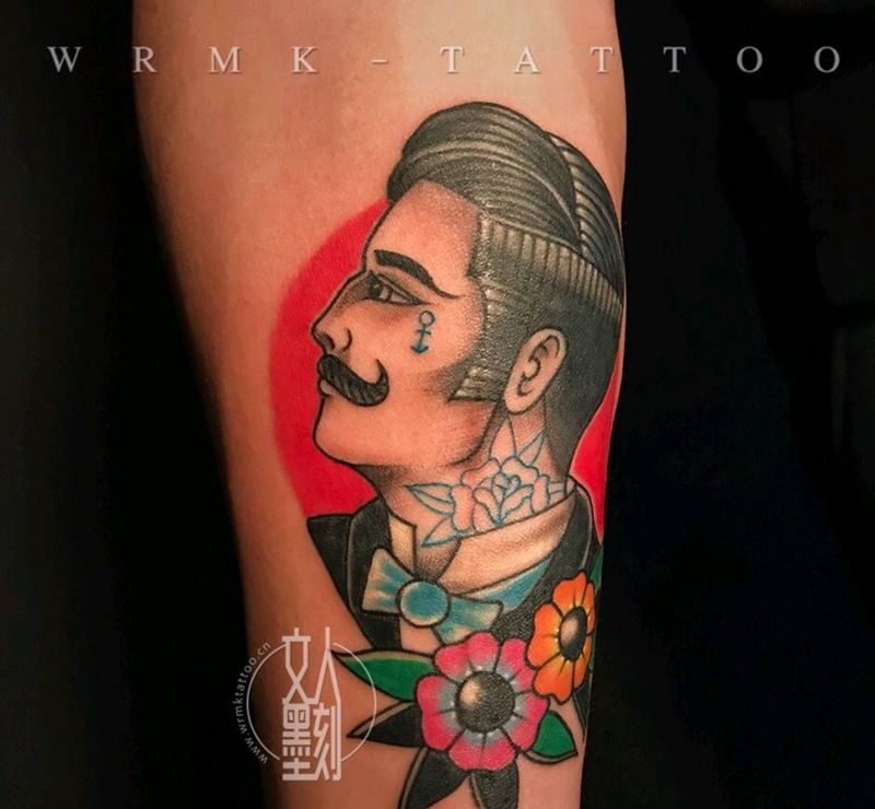 疤痕遮盖school油头男纹身图片