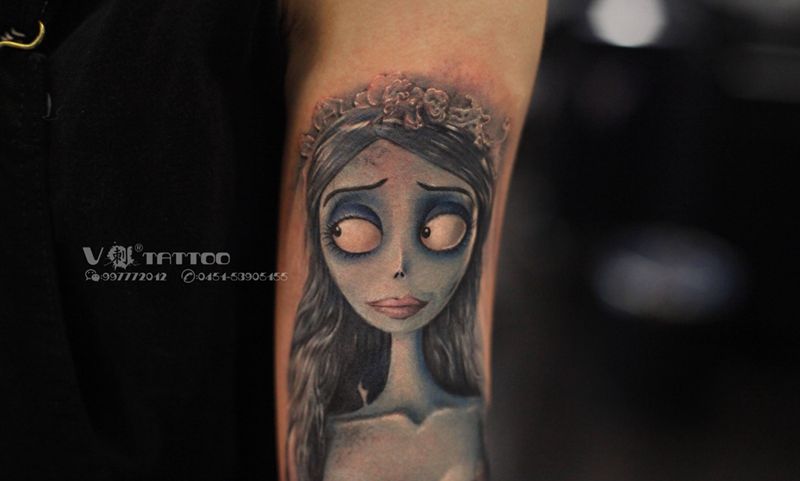 僵尸新娘纹身图片_手臂New SchoolOld School僵尸新娘阿V作品花臂纹身图案