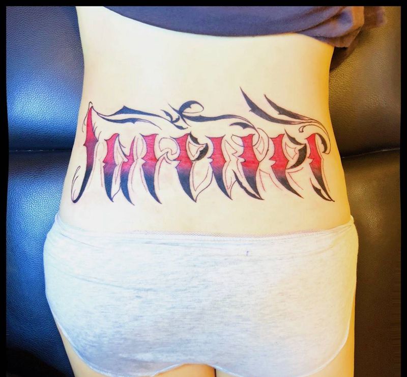 West Coast Culture纹身图片_成品腰部欧美字符纹身图案