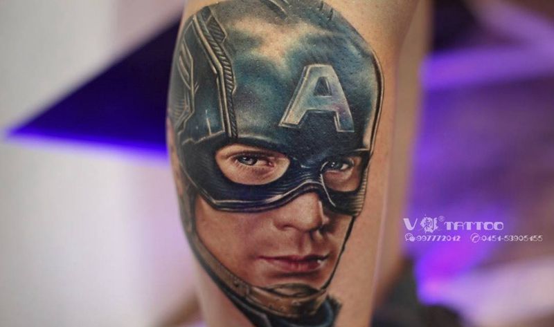 你们要的美队！纹身图片_写实欧美肖像原创V刺 肖像王子阿V作品人物照片纹身图案