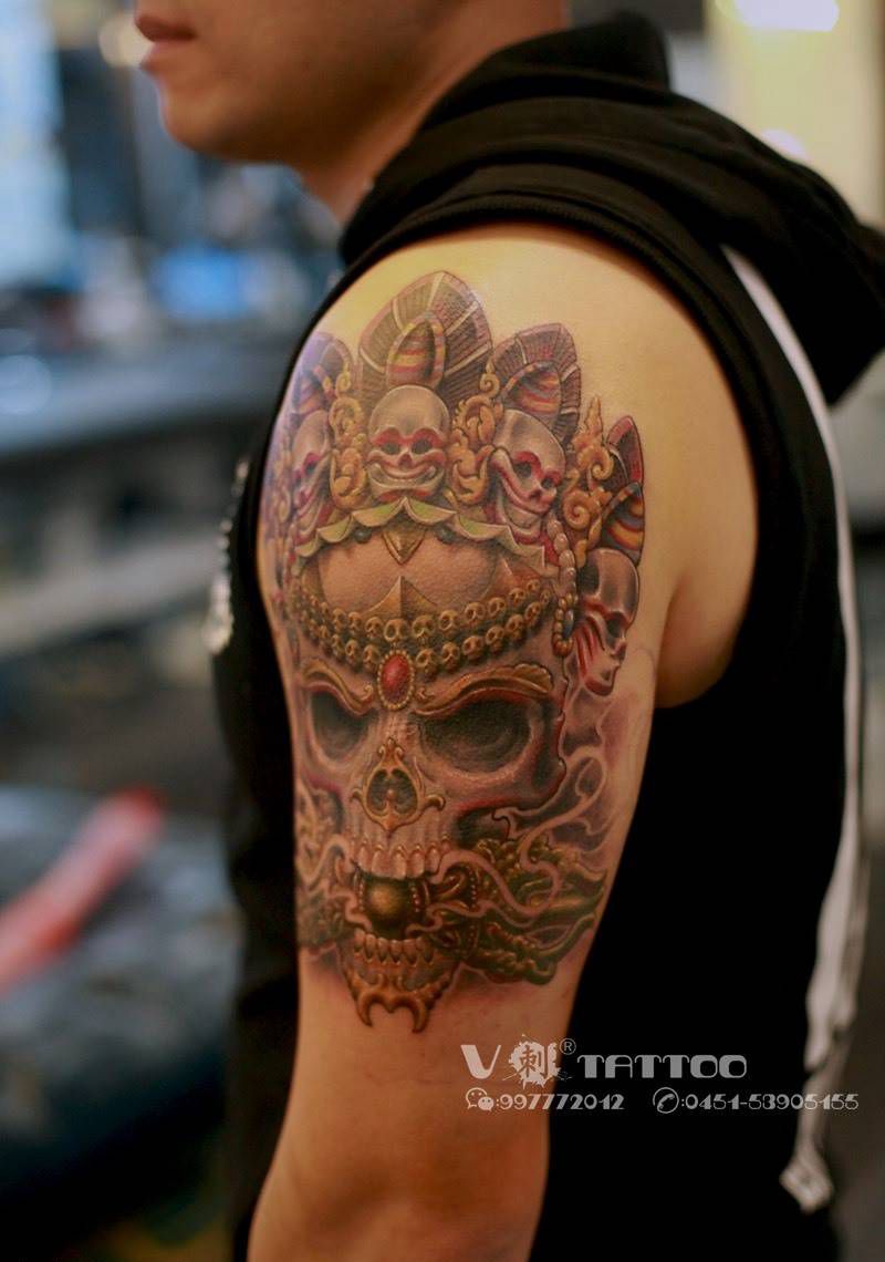 嘎巴拉！纹身图片_成品阿V作品哈尔滨V刺肖像王子嘎巴拉原创纹身图案