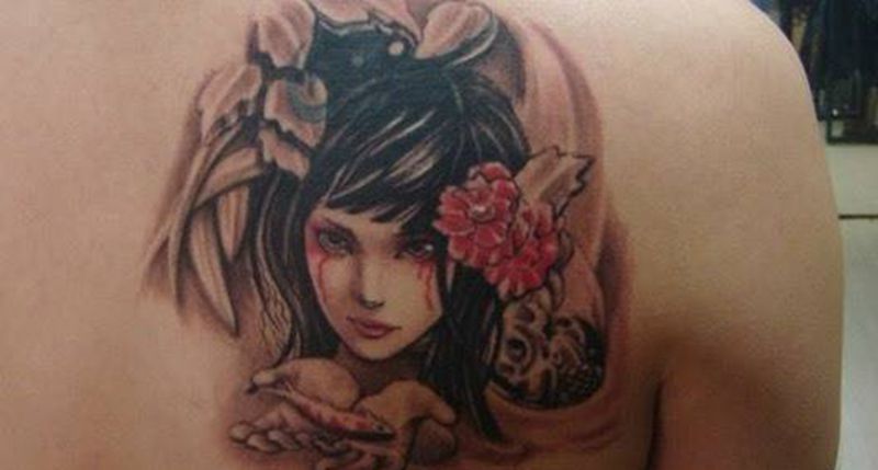 小白插花纹身图片