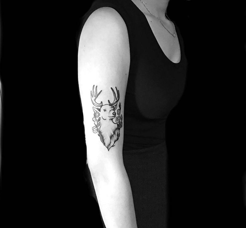 Elk/Work today纹身图片_成品手臂动物纹身图案