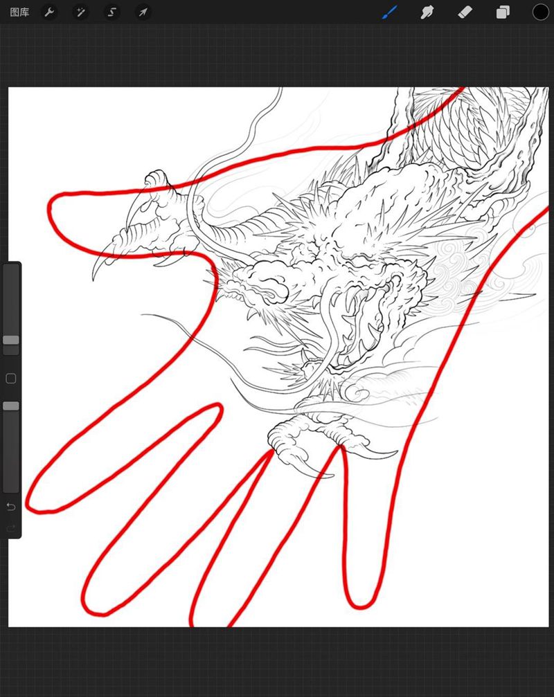 龙手背手稿设计纹身图片
