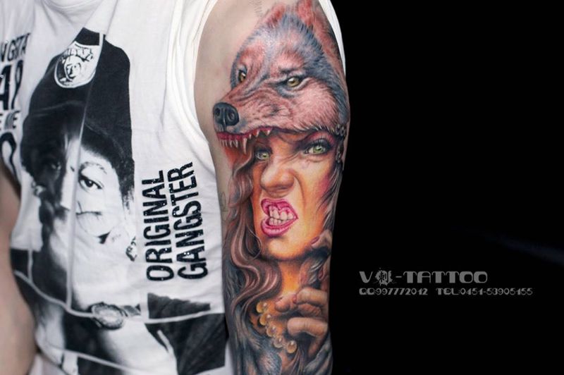 恢复后的欧美肖像花臂纹身图片_成品手臂臀部欧美肖像写实哈尔滨哈尔滨V刺纹身图案