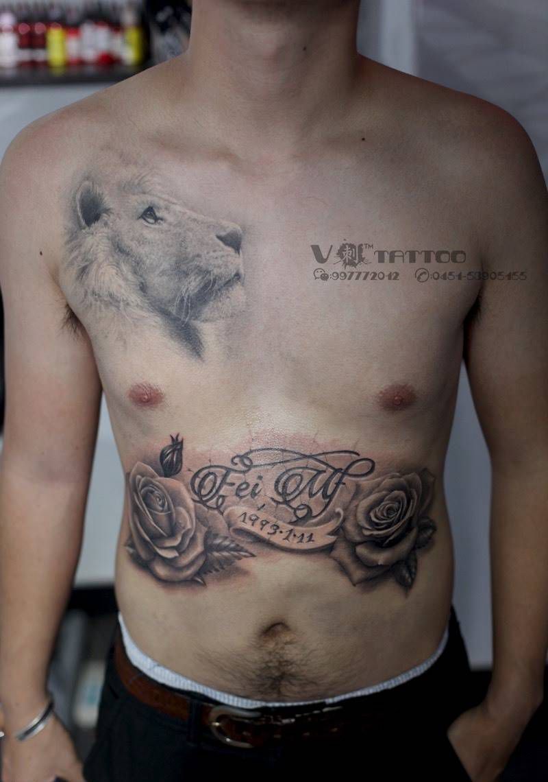 有一株爱在心里，直到开出一朵花来…纹身图片_成品腹部欧美肖像写实原创哈尔滨哈尔滨V刺阿V纹身图案