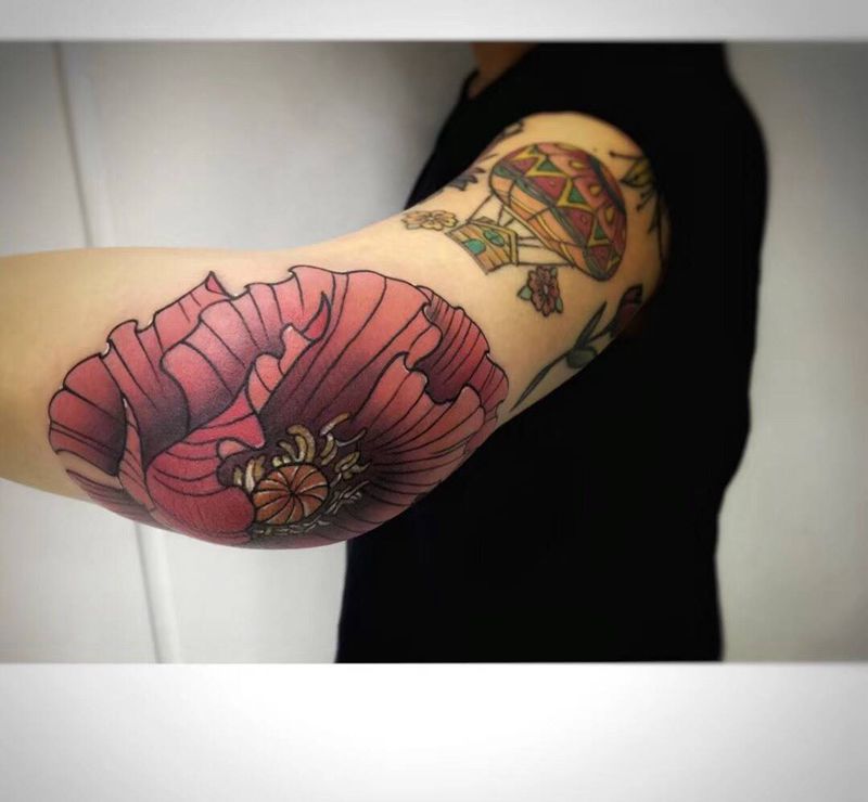 肘花纹身图片_school酷炫 线条成品手部手臂欧美静物植物宗教纹身图案