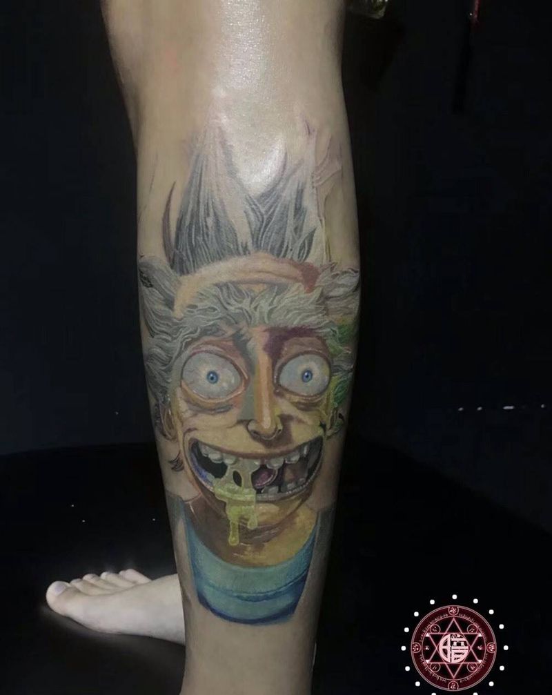 rick纹身图片_腿部欧美写实rick写实欧美纹身图案